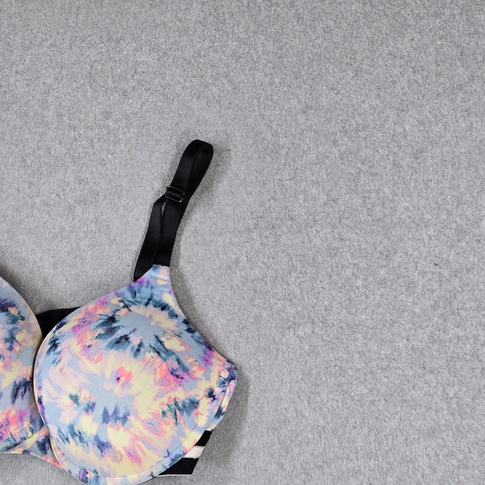 PINK Victoria's Secret Women Bra 36D Blue Tie Dye Wear Everywhere Push Up